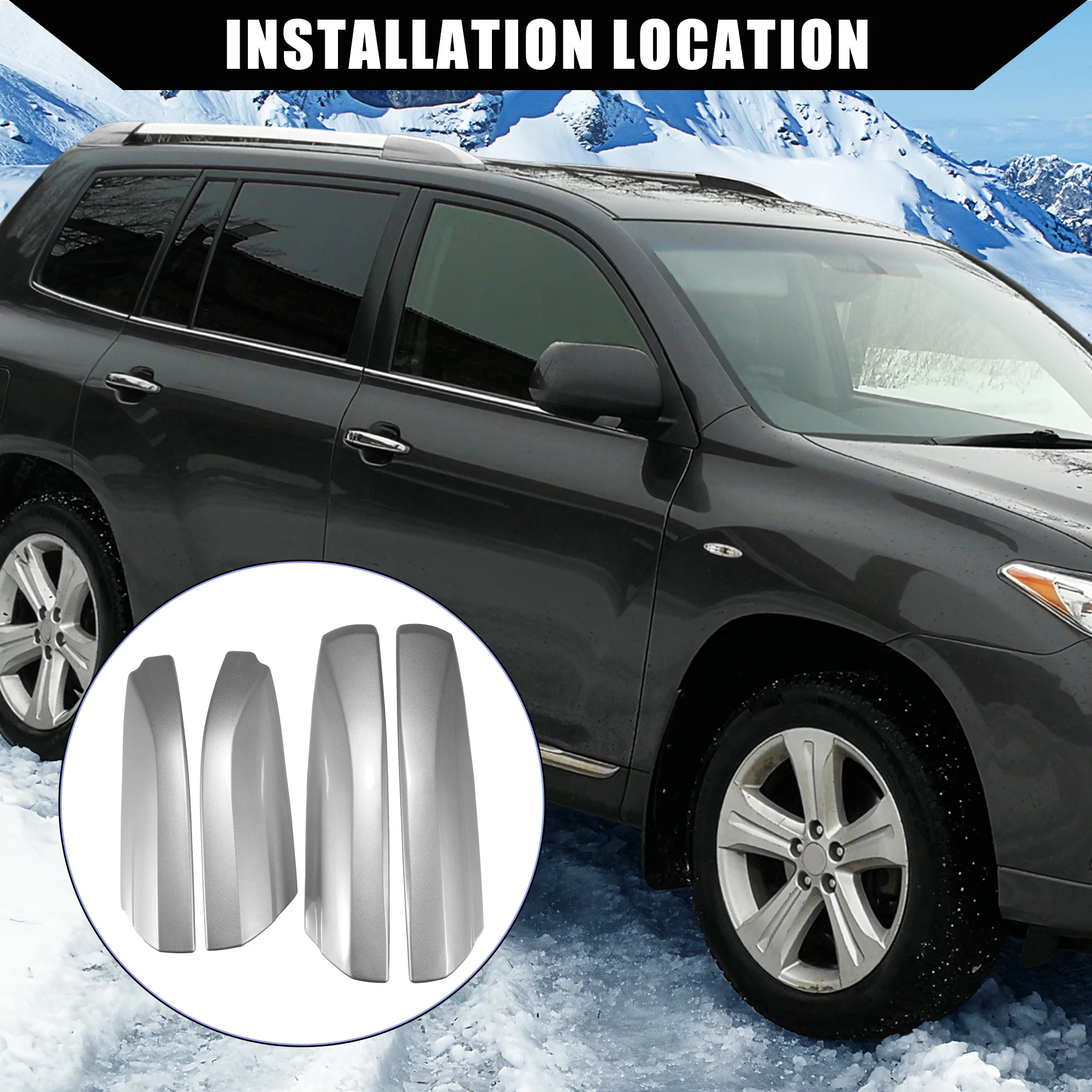 Vista frontal del protector de riel para Toyota Highlander
