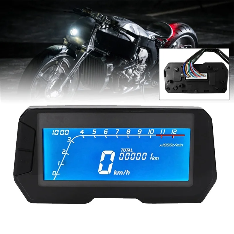 Tacómetro velocímetro digital moto LCD 12000 RPM universal 2-4 cil - imagen 2