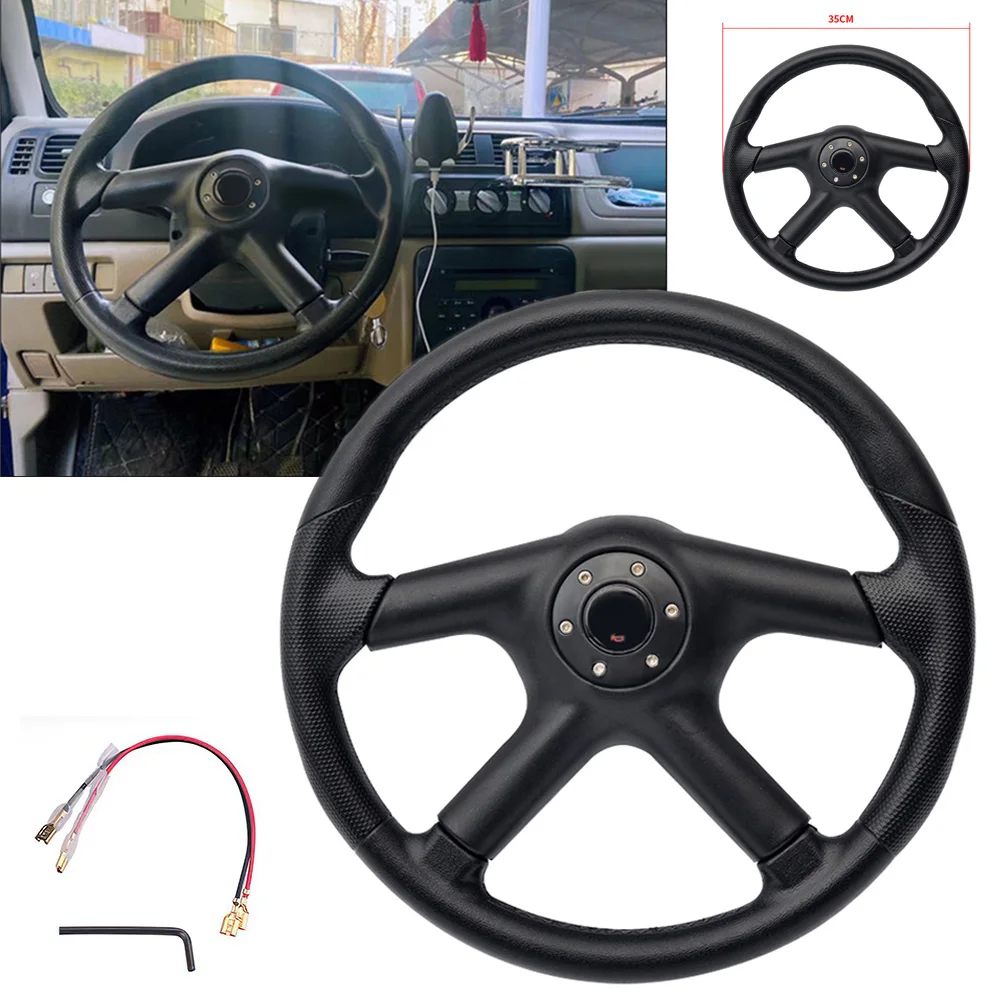 Volante deportivo universal de PU antideslizante, 350 mm