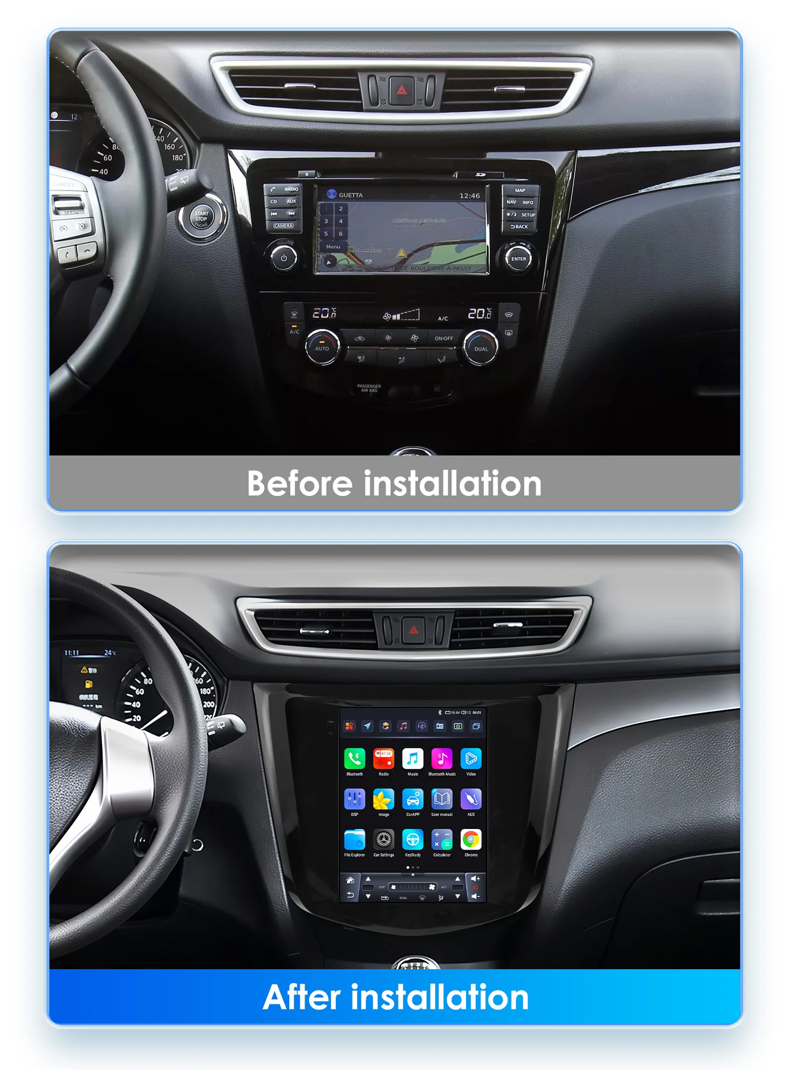 Hizpo radio GPS con CarPlay – Nissan Qashqai J11 X-Trail 2013-2017 - imagen 3