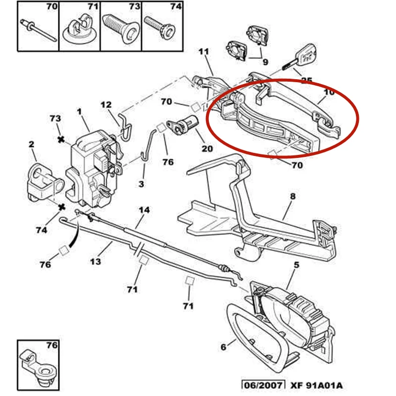 9101W8 9101W9 910953   Adecuado para Peugeot 307 manija exterior manija de puerta manija de Control de puerta lateral con bisagras delanteras soporte - imagen 5