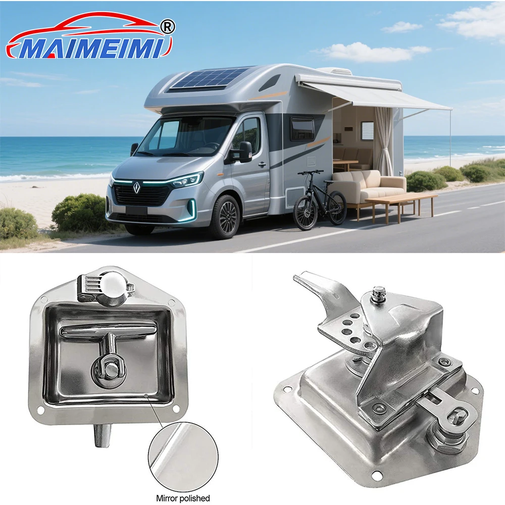 Puerta remolque plegable acero inoxidable con cerradura T para camper
