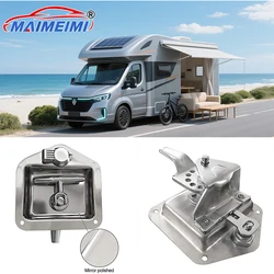 Puerta remolque plegable acero inoxidable con cerradura T para camper