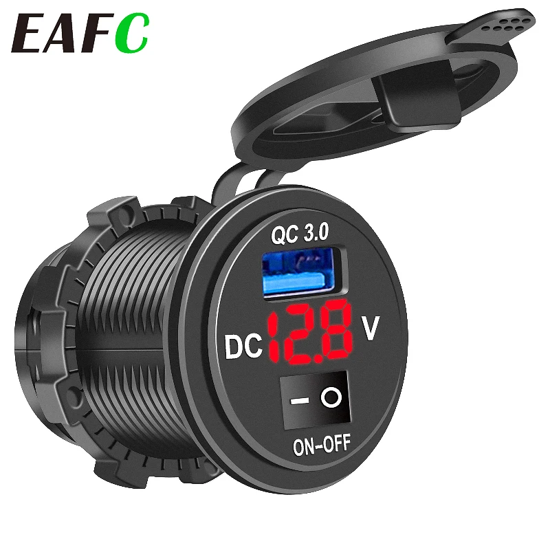 Toma de cargador para coche 12/24 V con doble USB QC3.0