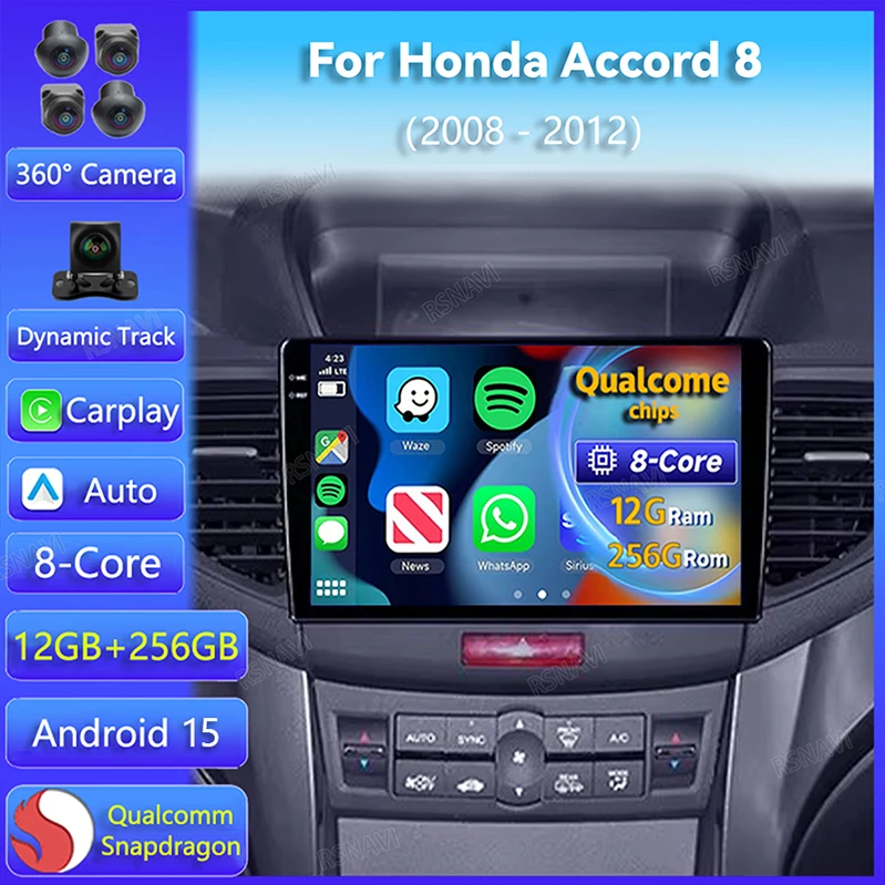 Radio Android 15 con CarPlay para Honda Accord VIII 2008-2012