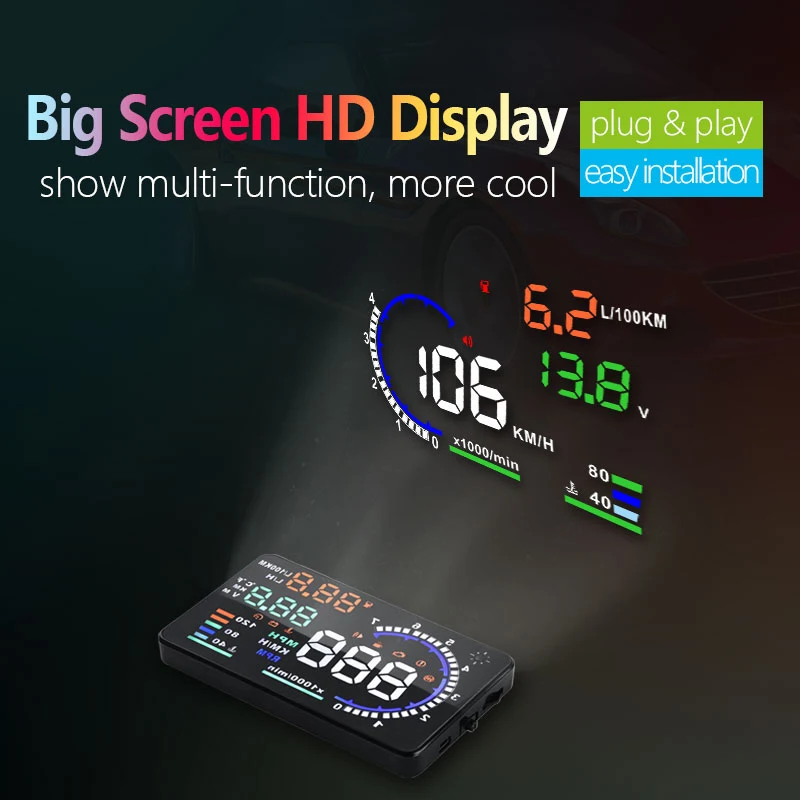 Display HUD OBD2 velocímetro digital RPM temperatura agua universal