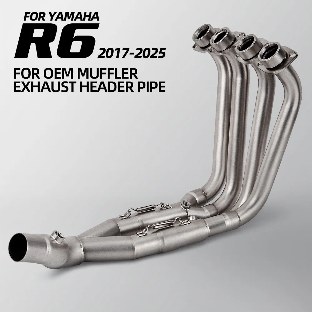 Para YAMAHA YZF R6 2017-2025 sistema de Escape de motocicleta de acero inoxidable completo tubo delantero Escape de carreras Slip On Tube interfaz Original