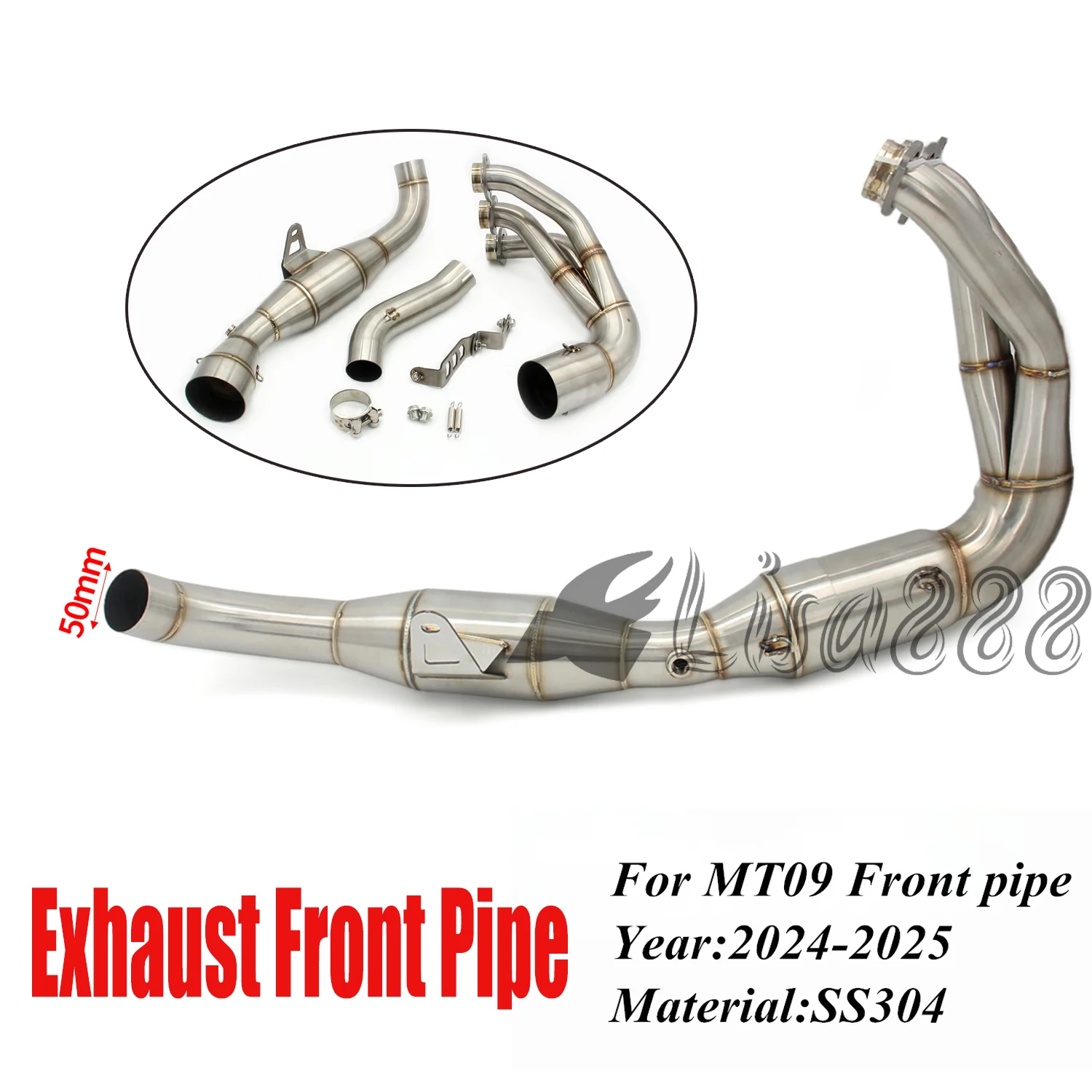 Sistema de escape Yamaha MT-09/FZ-09 tubo de enlace 2024-2025