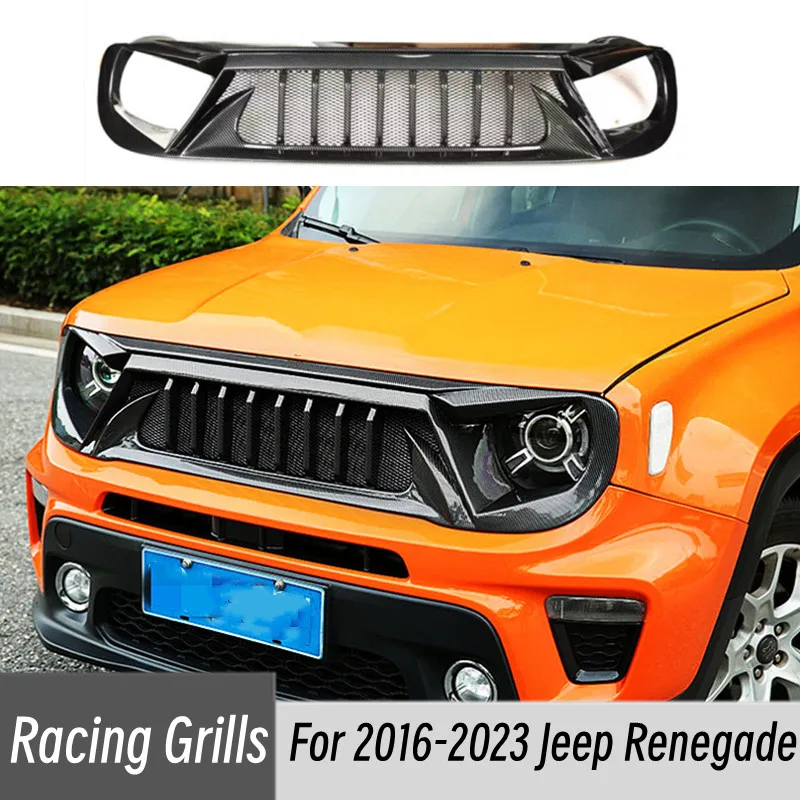 Parrilla deportiva estilo carbono mate para Jeep Renegade 2016-2023