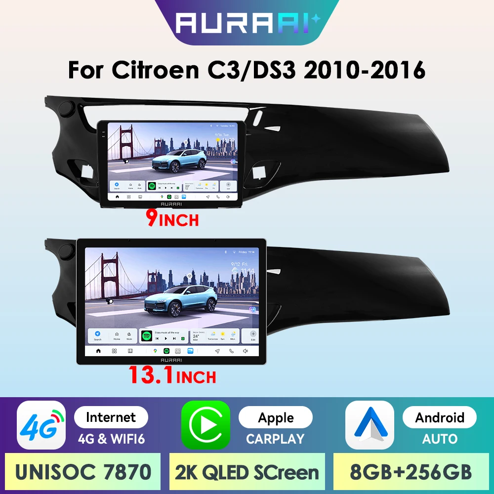 AURAIAI X100 Autoradio 2DIN con CarPlay y Android Auto – Citroën DS3