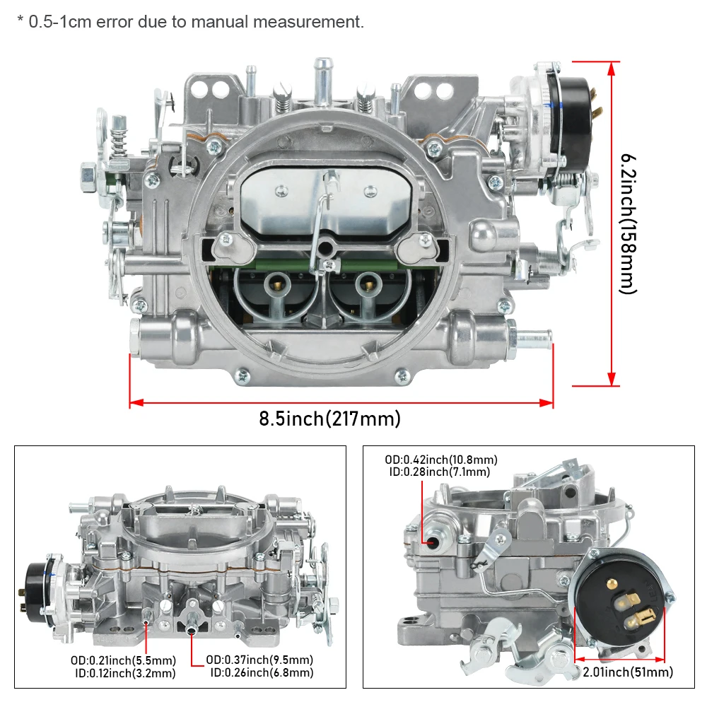Carburador marino 500 CFM compatible con Edelbrock 1407 Performer - imagen 4