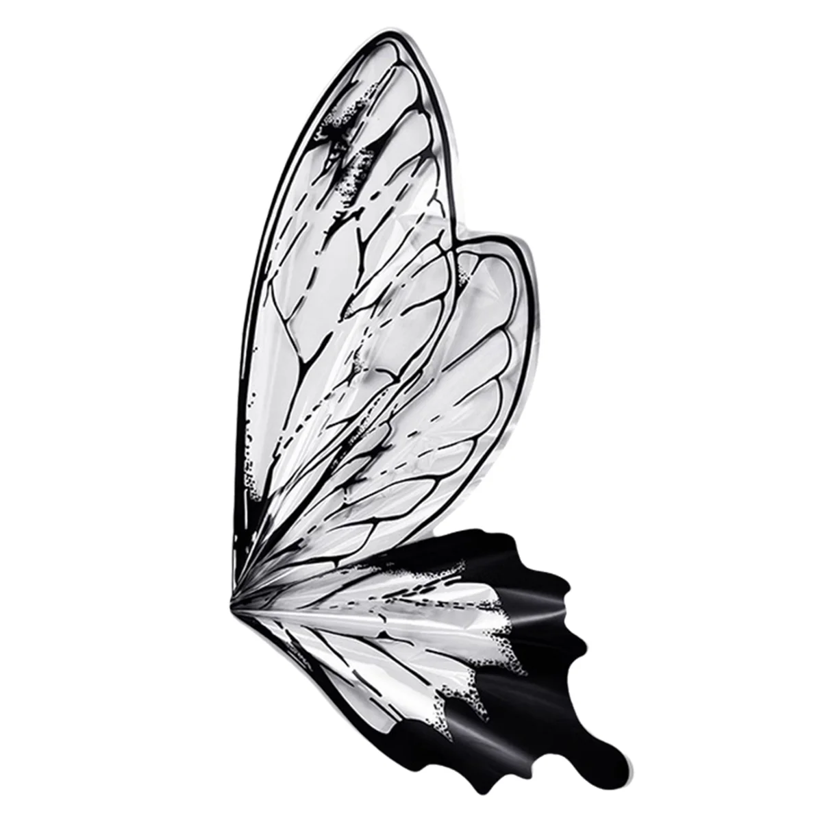Papel regalo impermeable forma mariposa para ramo flores blanco y negro