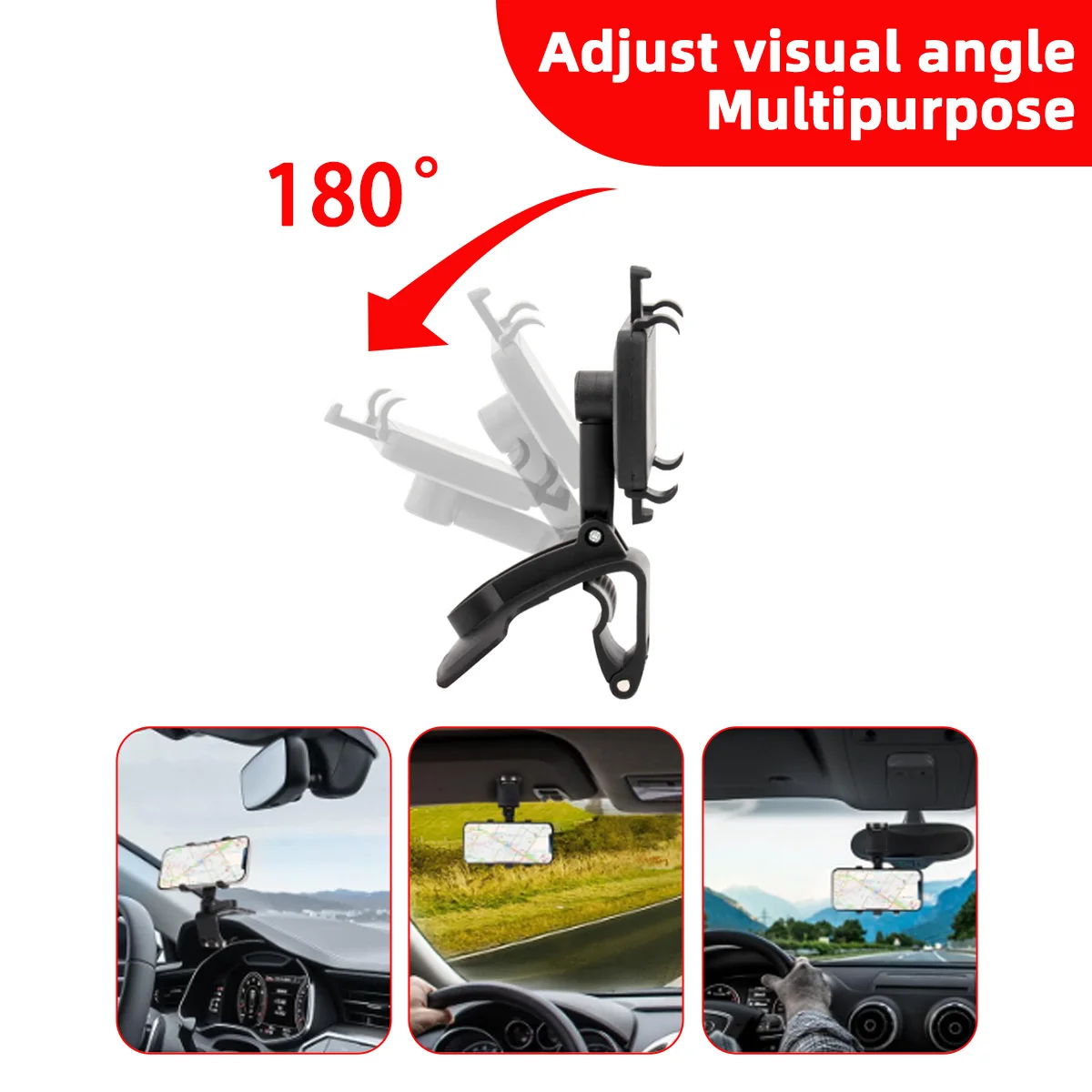 Soporte móvil visera solar giratorio 360° – Navegación GPS coche - imagen 2