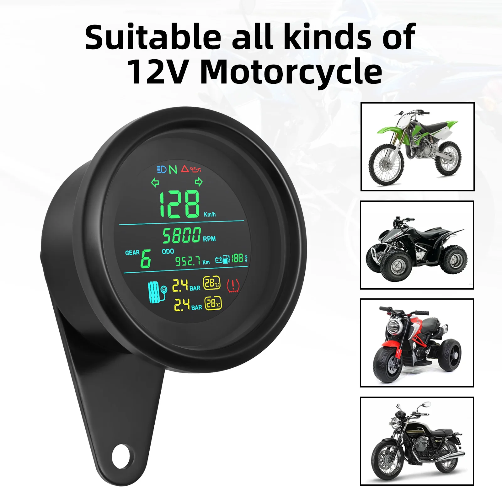 Tacómetro multifunción 85 mm para motocicleta, velocímetro y voltímetro - imagen 4