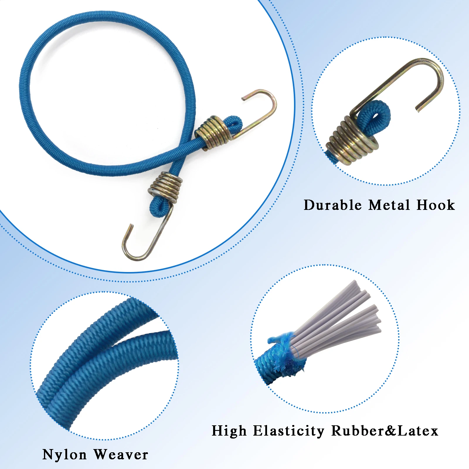 5/10 unids/pack cuerdas elásticas de alta resistencia cordón de equipaje 30cm correa con ganchos Kayak Camping ciclismo cuerda de equipaje - imagen 2