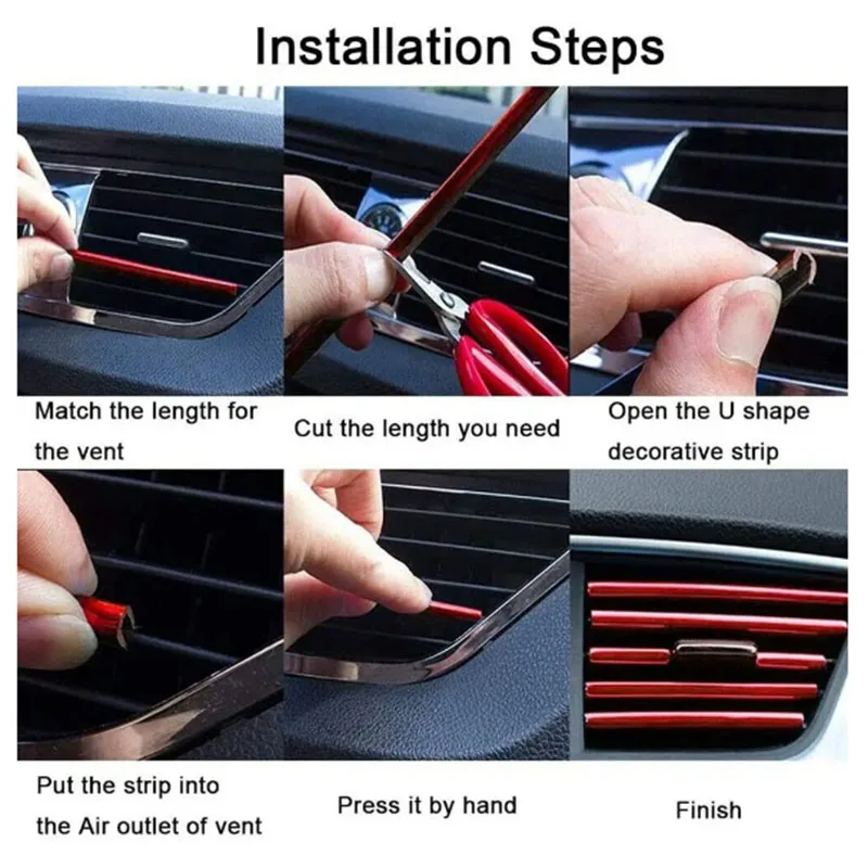 Moldura cromada en U para salidas de aire acondicionado del coche - imagen 5