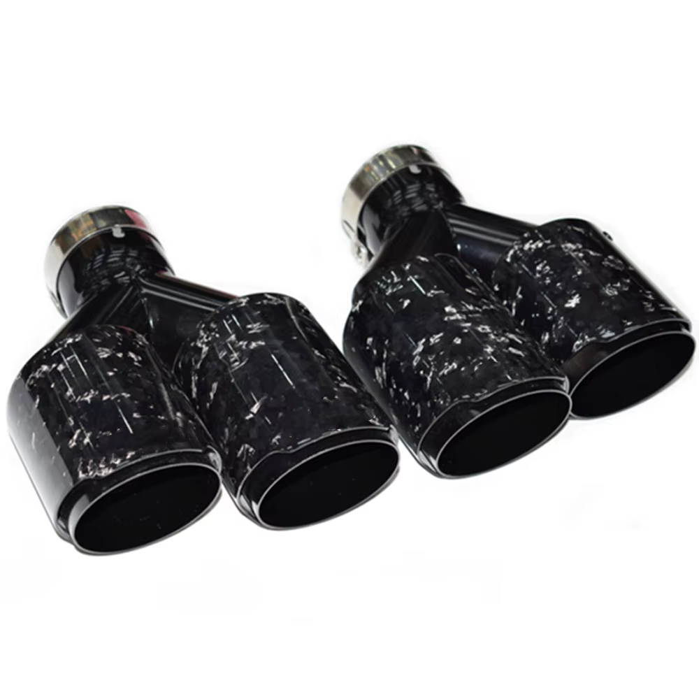 Puntas de escape dobles de carbono forjado y acero inoxidable negro - imagen 3