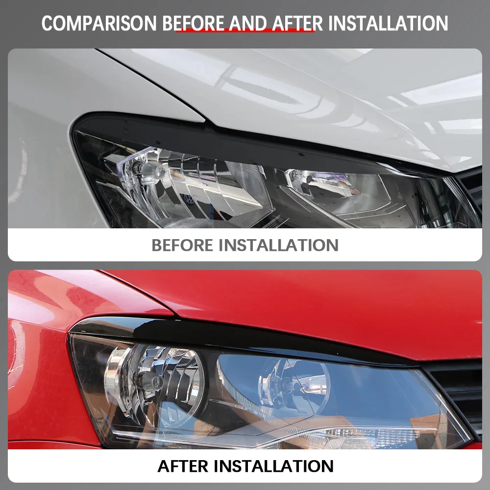 Pestañas de faro de fibra de carbono para VW Polo 6R/6C 2011-2015 - imagen 2