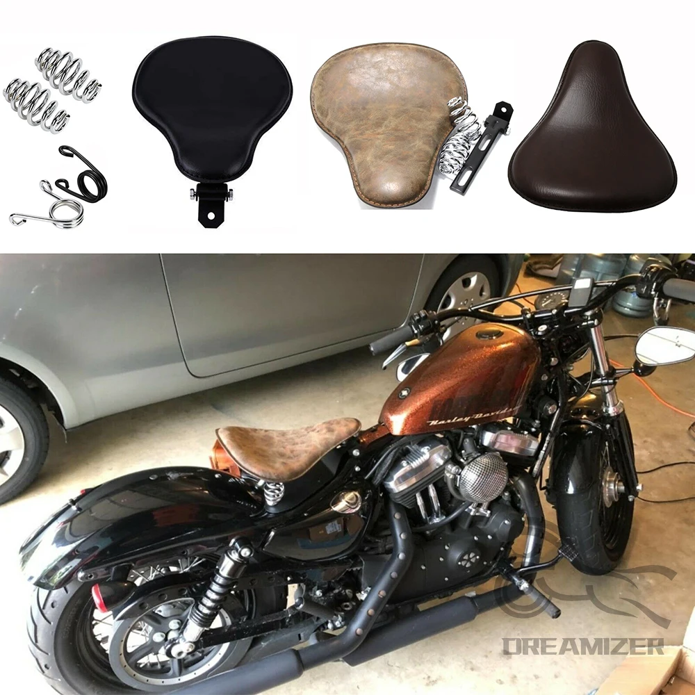 Asiento individual de cuero envejecido para Sportster y Softail - imagen 4