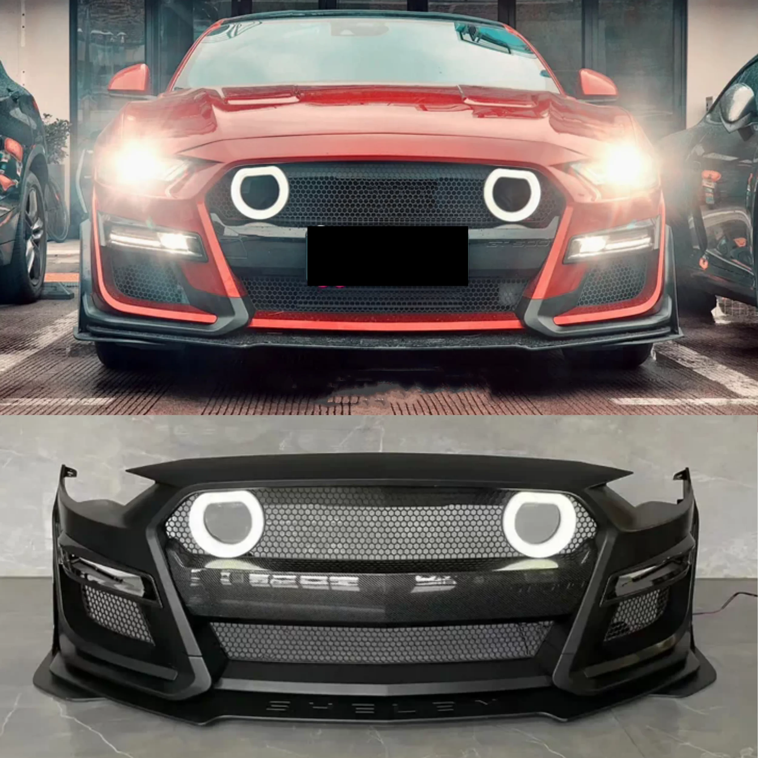 Parachoques delantero Ford Mustang 2015-2023 con splitter y luz LED