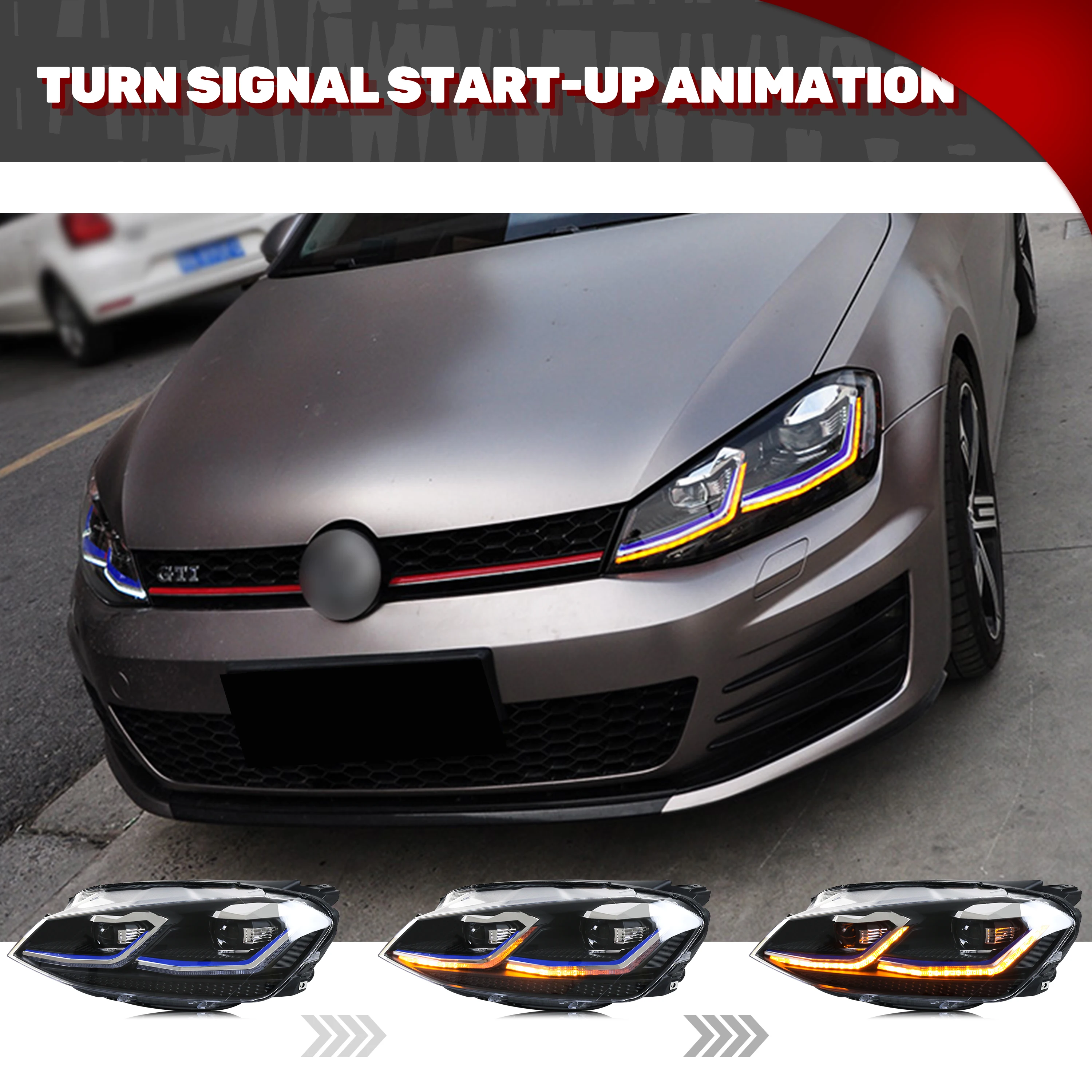 Kit faros LED proyector VW Golf 7 MK7 TDI TSI – homologación E-Mark - imagen 3