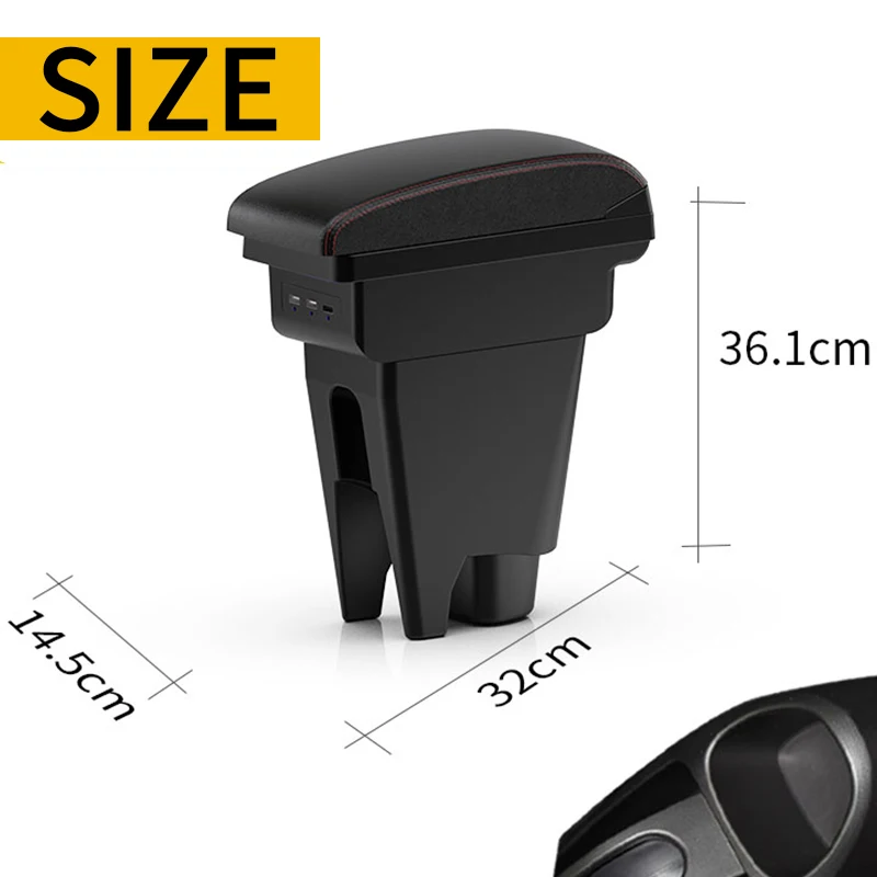 Reposabrazos central con almacenamiento USB para Peugeot 107, C1, Aygo - imagen 3
