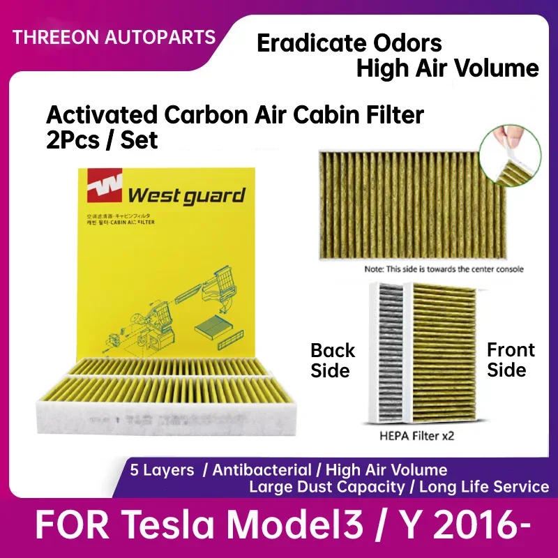 Filtro HEPA WESTGUARD de habitáculo compatible con Tesla Model 3 y Y