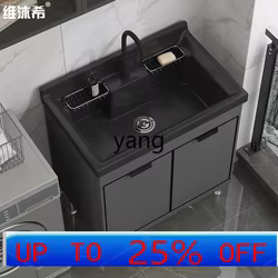 Mueble de lavandería de aluminio para balcón con pila cerámica