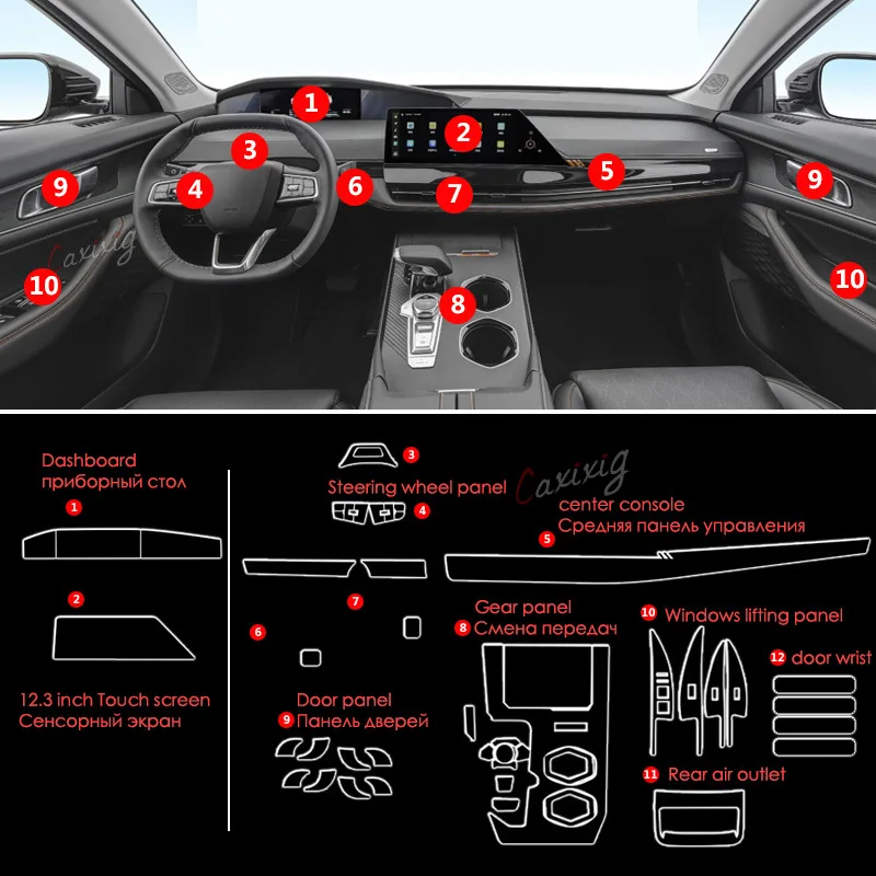 Película TPU protectora interior Changan UNIK UNI K – consola y panel - imagen 2