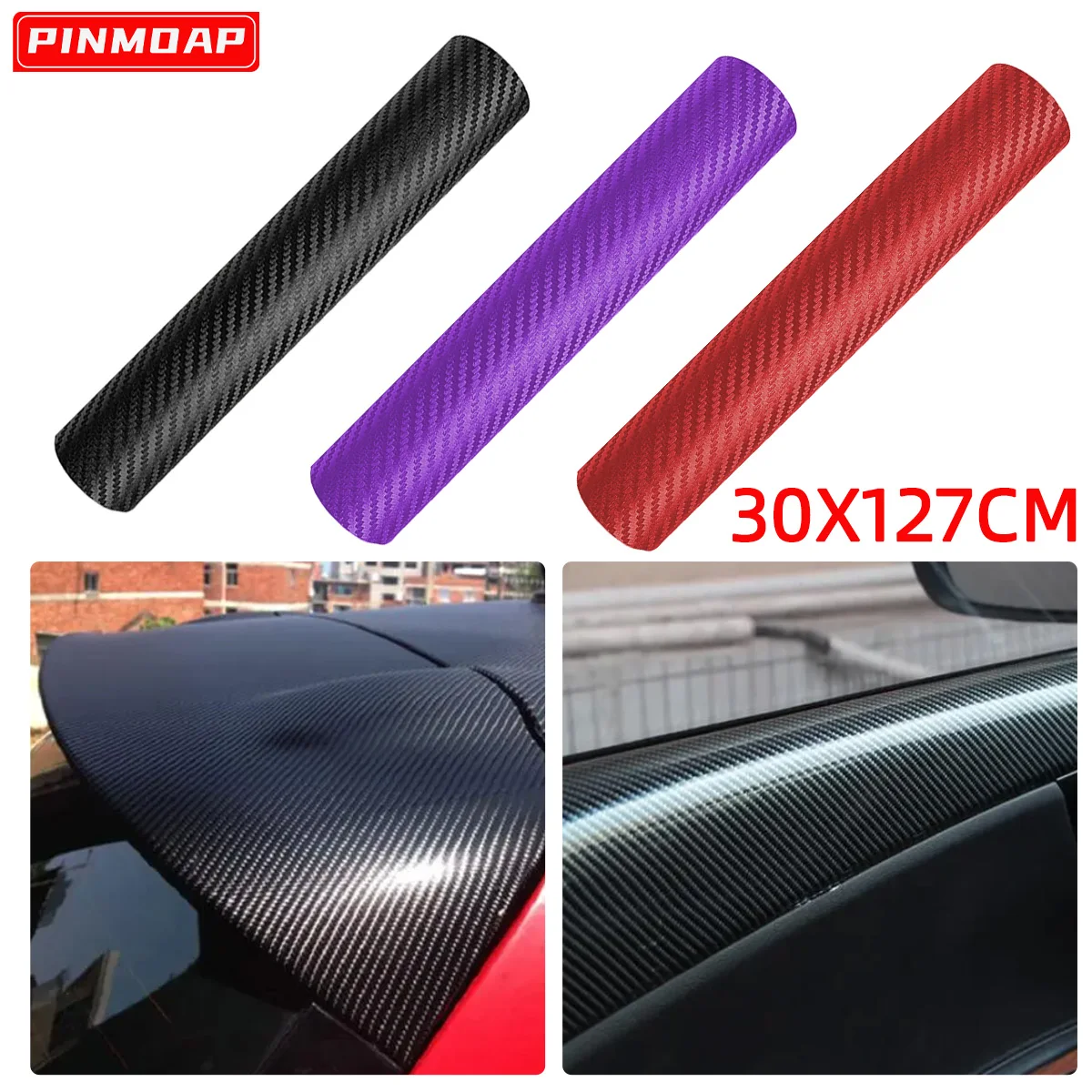 Vinilo fibra de carbono 3D impermeable para interior coche