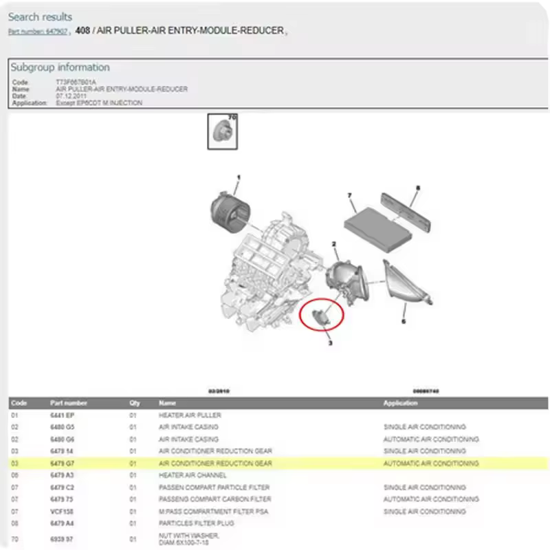 6479G7 Motor de compuerta de climatización Peugeot 308/408 - imagen 5