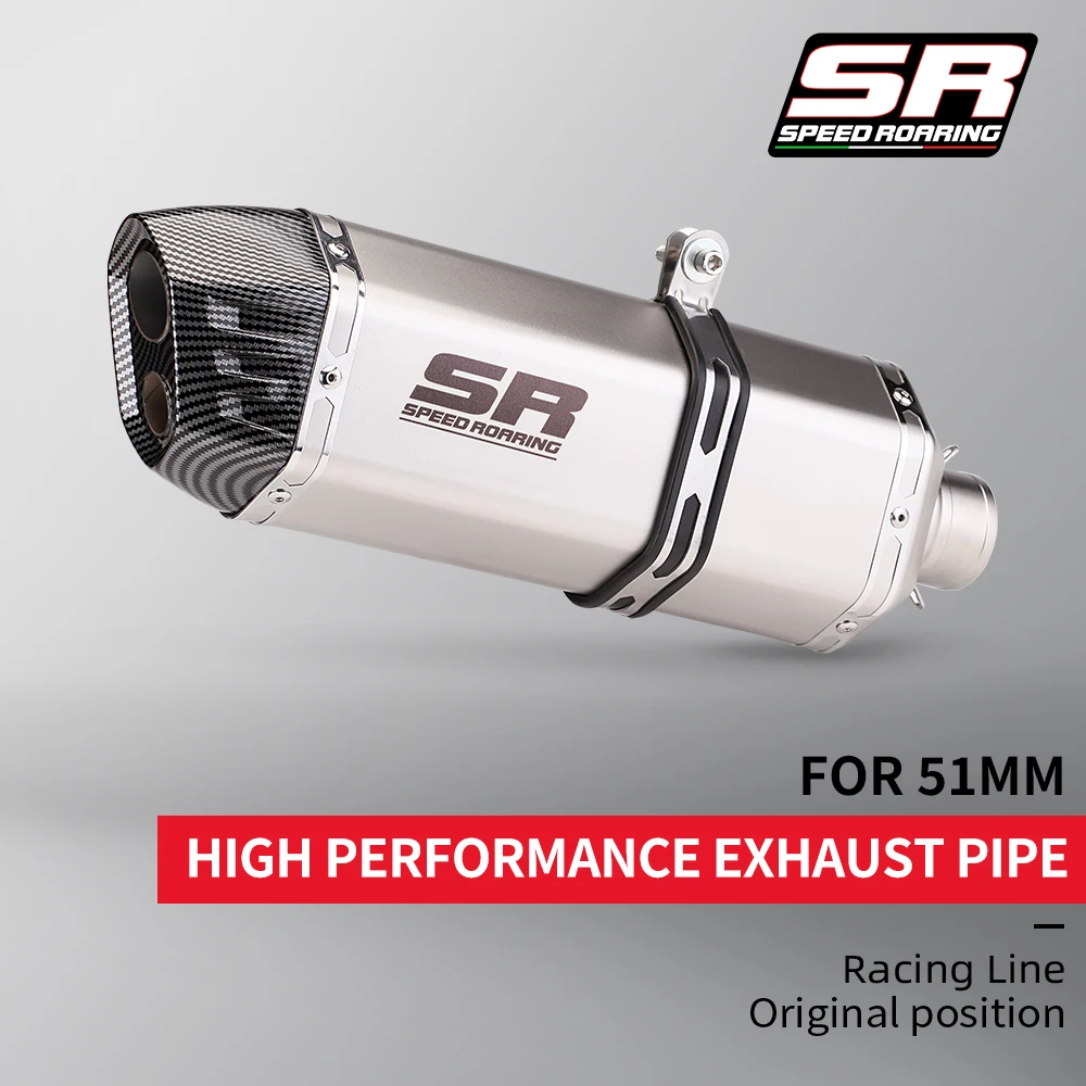 Silenciador universal doble salida 51 mm para escape de moto
