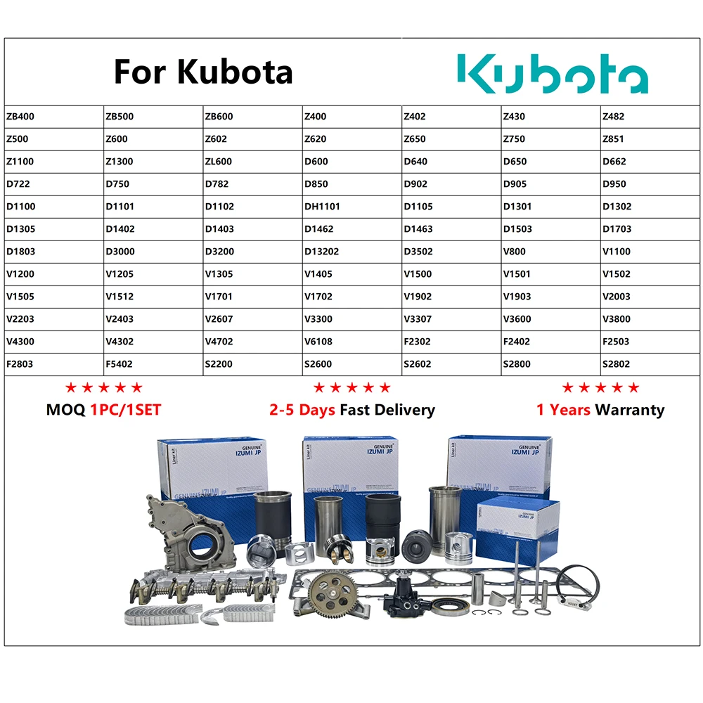 D750 D850 D950 Cigüeñal 15532-23010 para kits de piezas de reconstrucción de revisión de motor de tractor Kubota - imagen 2