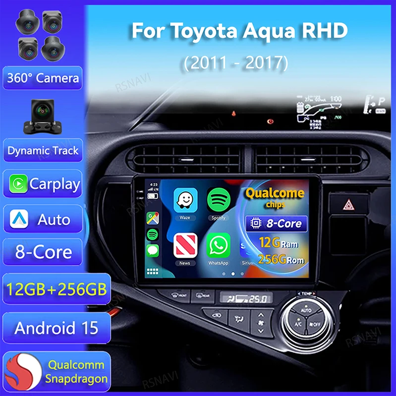 Radio Android 2Din CarPlay GPS Toyota Aqua RHD 2011-2017 DSP WIFI 4G