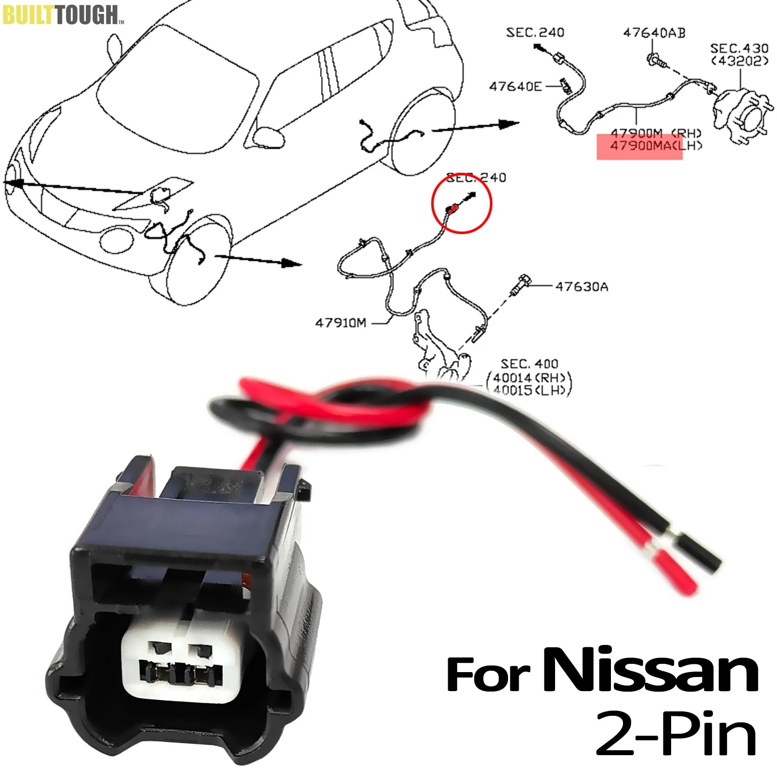 Conector espiral para sensor ABS Nissan Leaf, Micra y Tiida