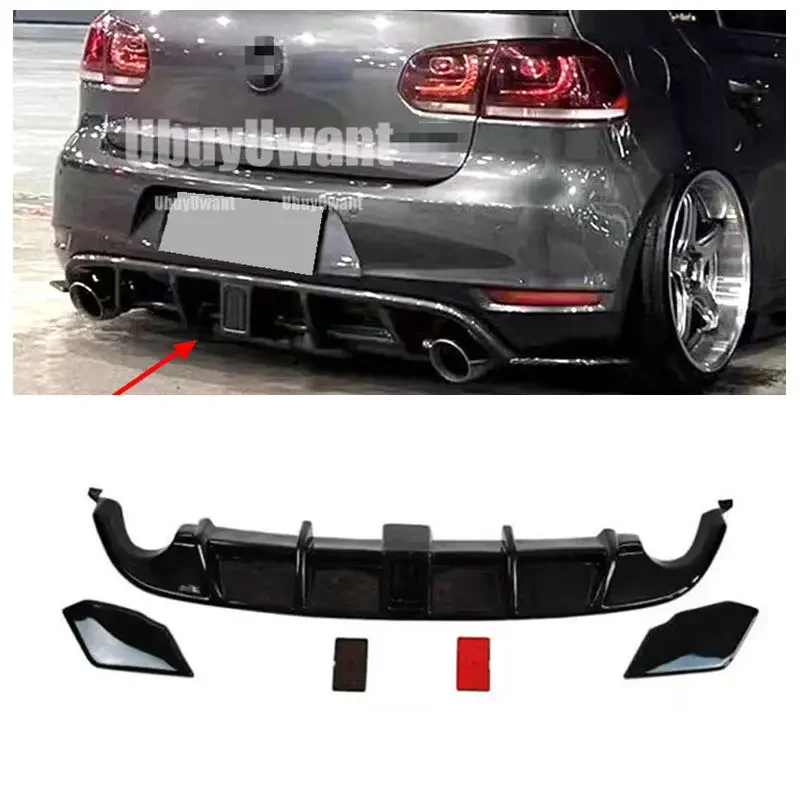 Difusor trasero Golf MK6 GTI negro brillante con divisor 2008-2013 - imagen 3