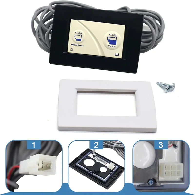 Marco de Panel de interruptores de baño RV con arnés de cableado de Panel de Control de dos botones para Tecma para inodoro RV Silence Plus 36387 - imagen 2