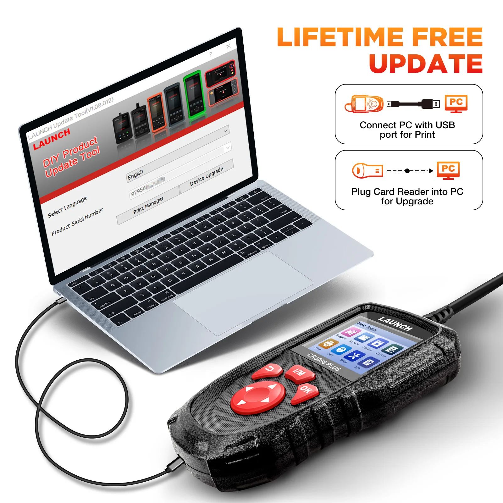 Escáner OBD2 LAUNCH CR3008 PLUS con actualización vitalicia – herramienta diagnóstico - imagen 5