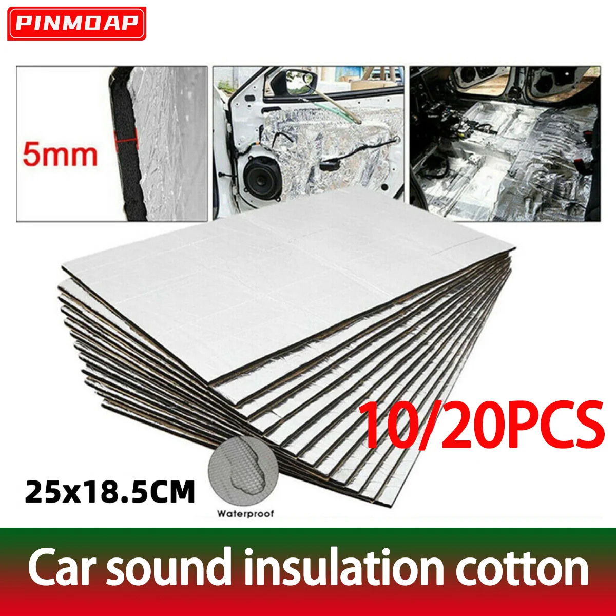 Aislante acústico y térmico de aluminio para coche, 5 mm