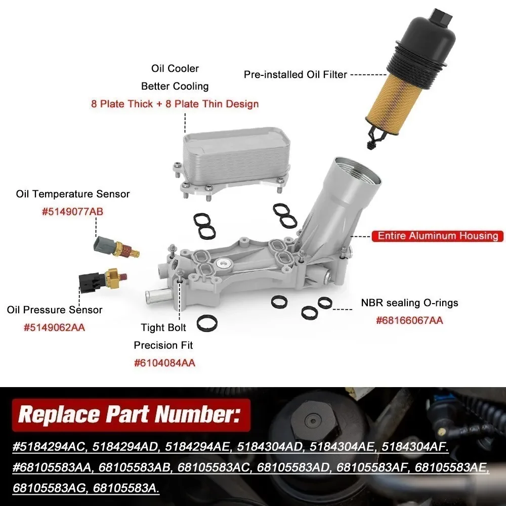 68105583AA Carcasa filtro aceite Jeep Dodge Chrysler Ram 3.6 V6 - imagen 4