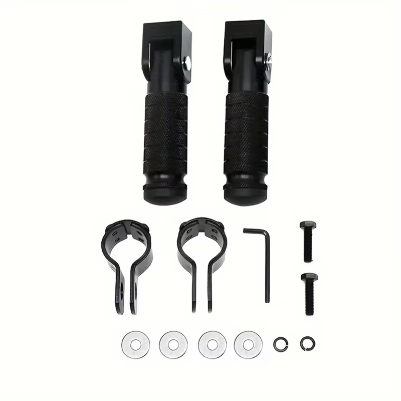 Reposapiés plegables de aluminio CNC para moto, negros - imagen 3