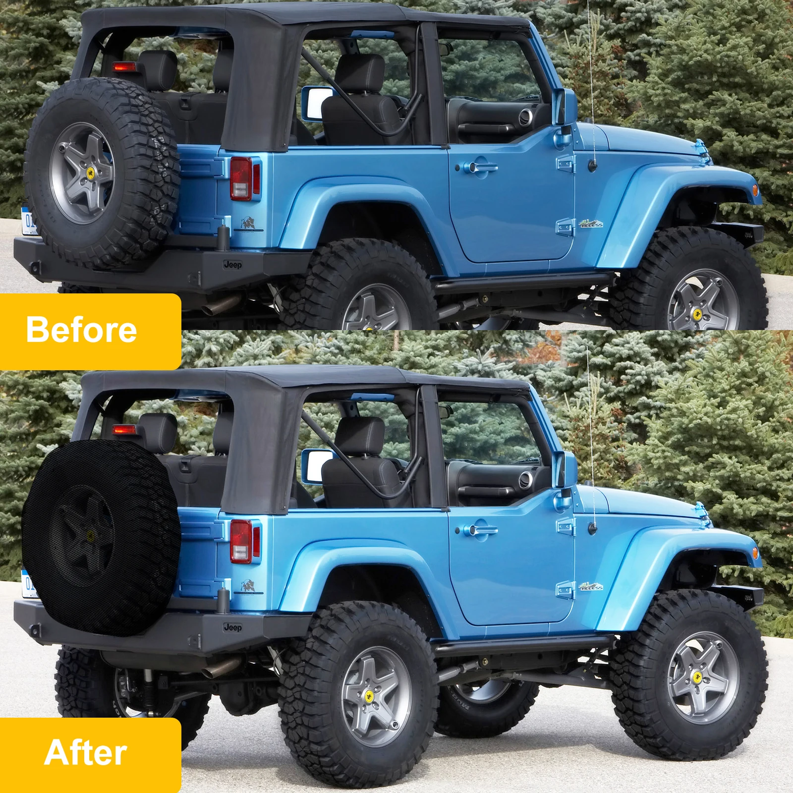 Protector rueda repuesto Jeep Wrangler JK JL – protección UV anticorrosión - imagen 5