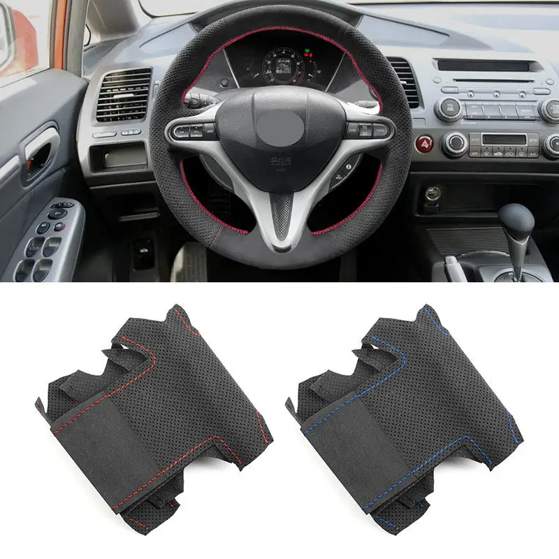 Funda volante piel gamuza perforada Honda Civic MK8 cosida a mano - imagen 2