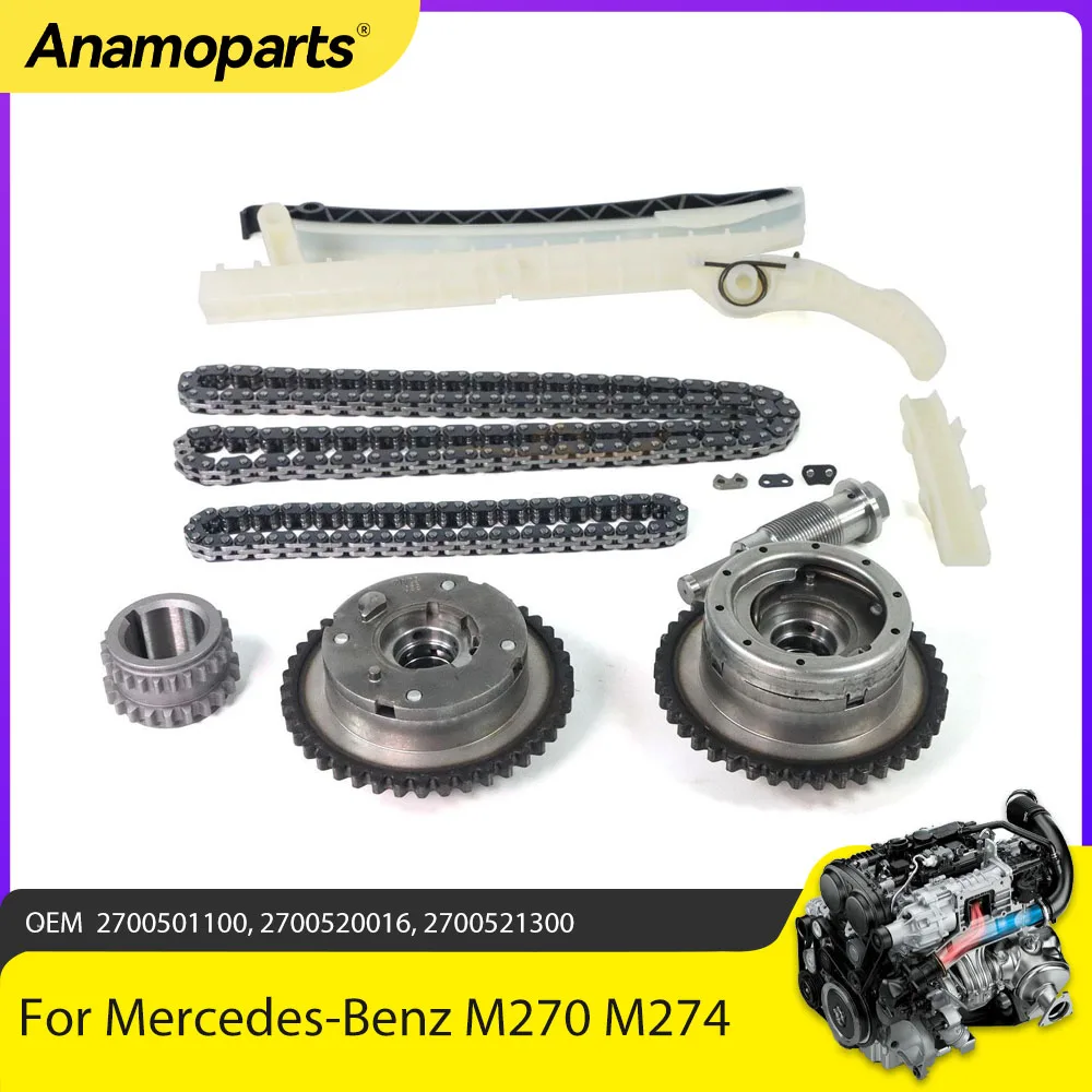 Kit de cadena de distribución del motor, ajustador de árbol de levas VVT compatible con Gas 1,6 2,0 L para mercedes-benz M270 M274 M133 GLK200 C350 E200 1.6L 2.0L