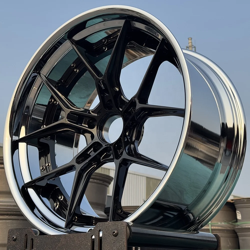 Llanta de 2 piezas 19 20 21 22 24 pulgadas rueda de coche de carreras forjada personalizada 5x114,3 ruedas de aleación cromadas 6061-T6 para Porsche - imagen 4