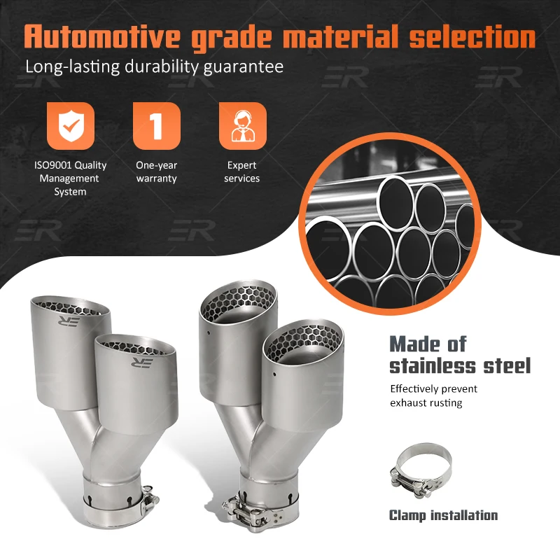 Cola de escape doble mate universal de acero inoxidable para Golf 7 GTI - imagen 3