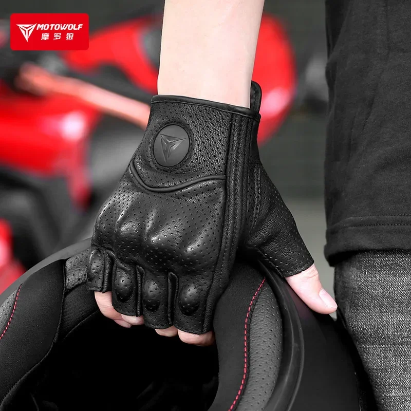 Guantes de cuero para moto verano con protección homologados - imagen 2