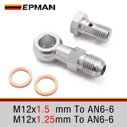 EPMAN Tornillo banjo de freno M12 a AN6 de acero inoxidable