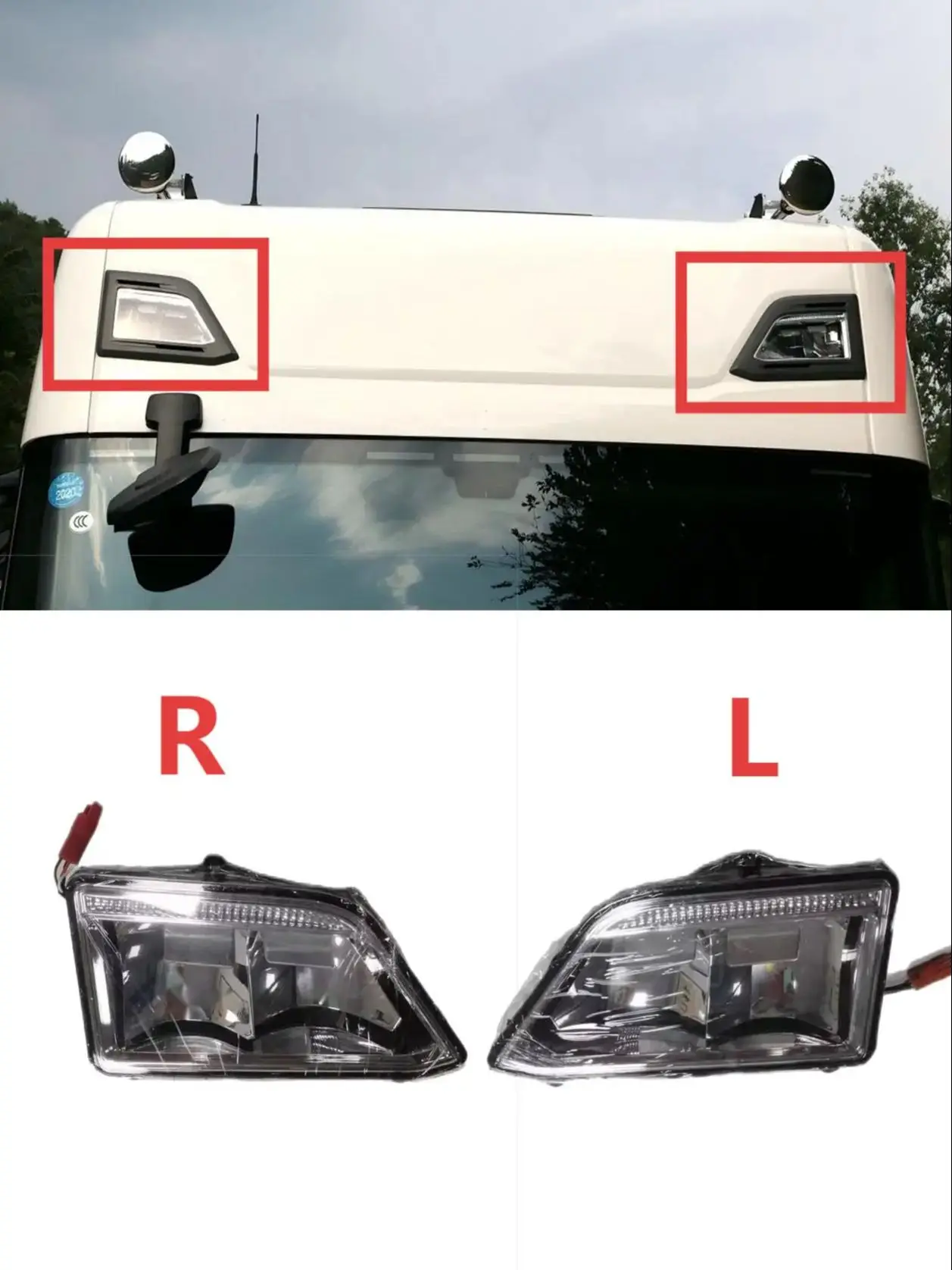 Luz antiniebla LED para la parte superior de la cabina de un camión Scania