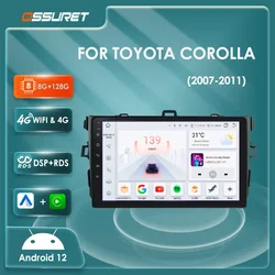 Radio Android 13 Toyota Corolla 2007-2011 2DIN con CarPlay y 8 núcleos